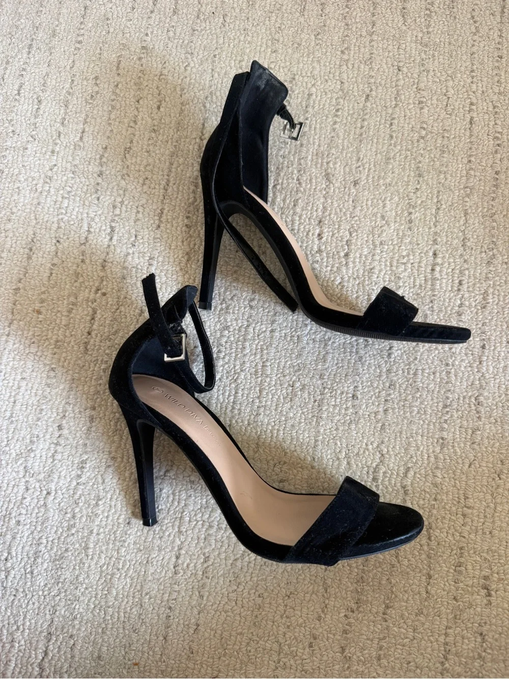 Black Ankle-Strap Open Toe Classic Heels for Women